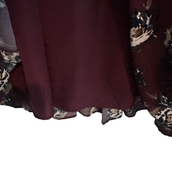 Ryllace Plum Dark Purple Floral Modest Tiered Boho Midi Dress Plus Size 22 - Picture 8 of 10